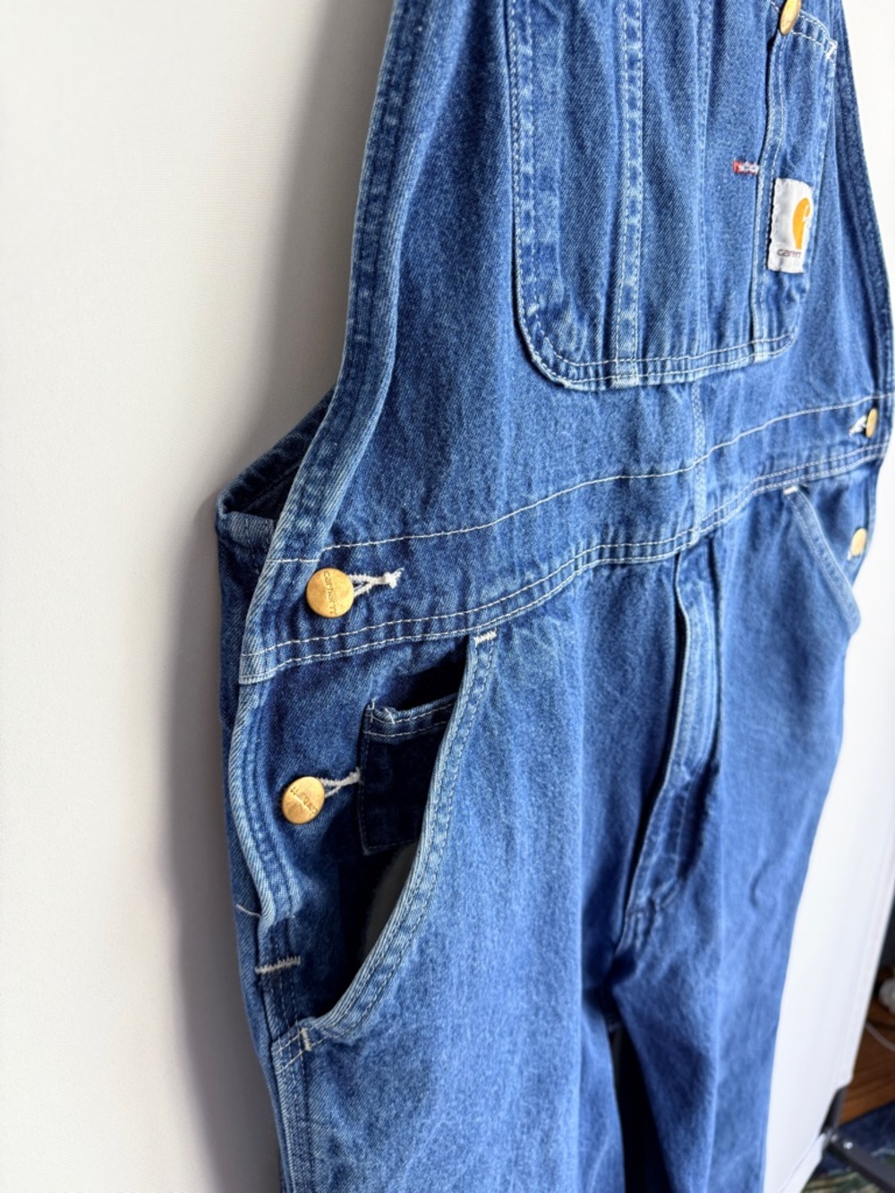 Carhartt Denim Bib Overalls 36x30 – Vintage Workwear Unisex Oversized Fit - Picture 4 of 12